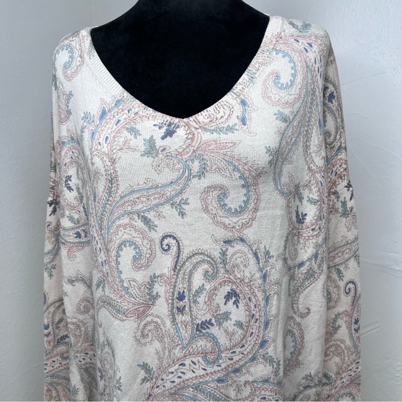 J. Jill  V Neck Dolman  Tunic Sweater XL Floral - Picture 2 of 12
